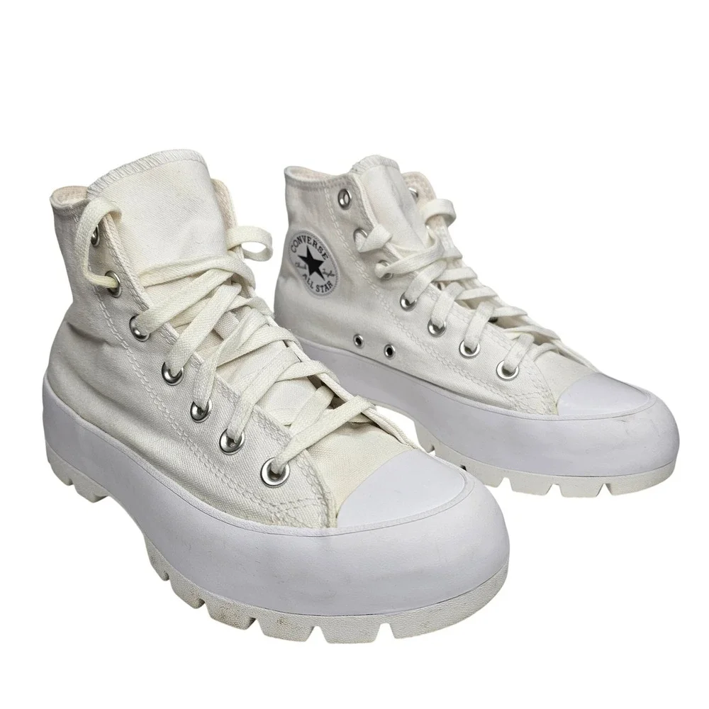 Converse Chuck Taylor Womens 8 White All Star Lugged High Top Sneakers Platform